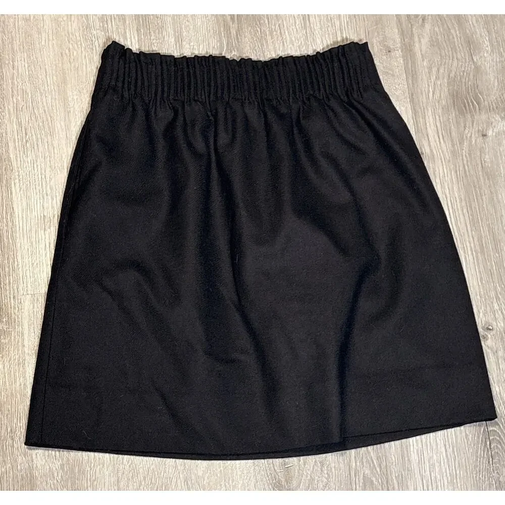 J. Crew Wool Blend Sidewalk Skirt Black Pull‎ On Pockets 95435 Size 0